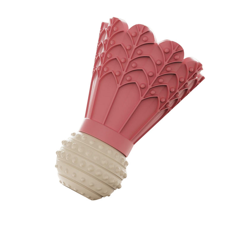 The Busy Chew fillable, freezable dog chew toy in pink on a white background