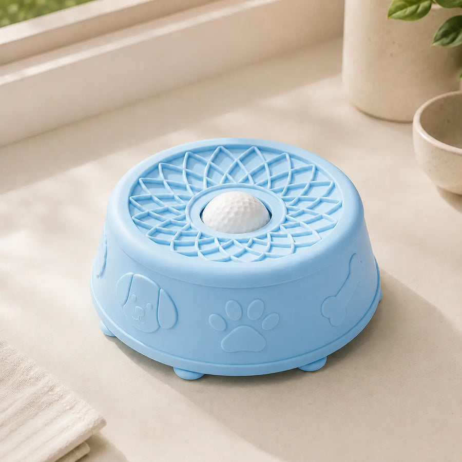 Dog lick bowl with roller ball, the Hush Bowl by Toque & Pooch